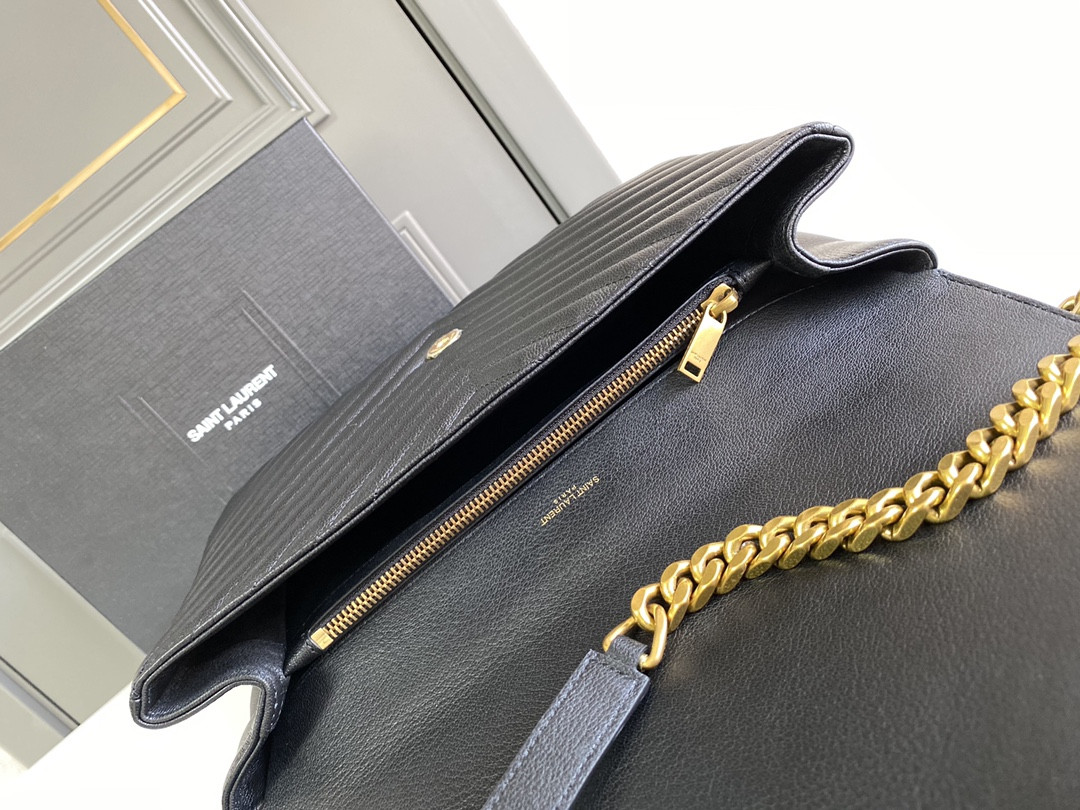 Y51 COLLEGE LARGE IN QUILTED LEATHER BLACK GOLD 32X21X8 CM