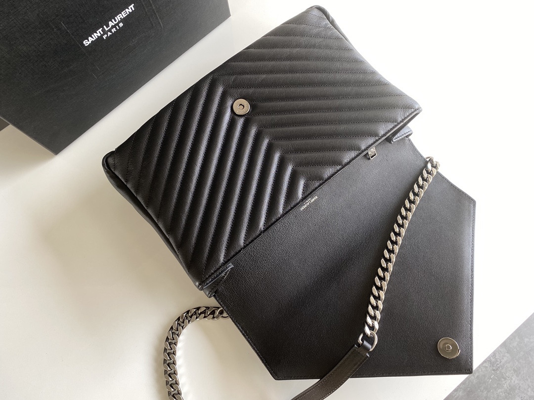 Y51 COLLEGE LARGE IN QUILTED LEATHER BLACK SILVER 32X21X8 CM