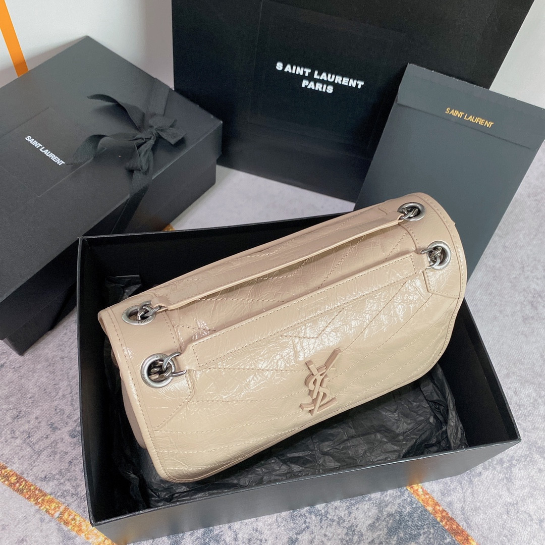 Y51 NIKI MEDIUM IN VINTAGE LEATHER BEIGE 11 X 7.8 X 3.3 INCHES