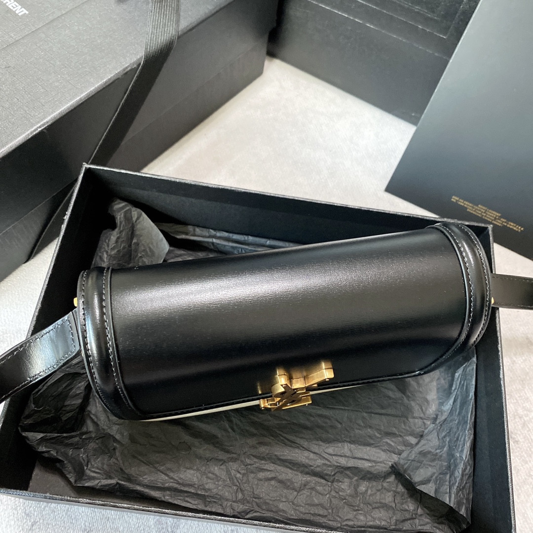 Y51 SOLFERINO SMALL SATCHEL IN BOX Sa1nt Lau*nt BLACK 7.4 X 5.1 X 1.9 INCHES