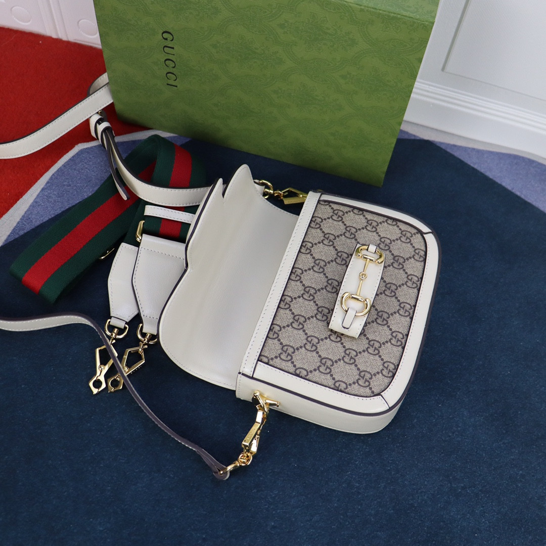 Gvc*1 HORSEBIT 1955 MINI BAG GRAY WHITE 8.1"W x 5.7"H x 2"D