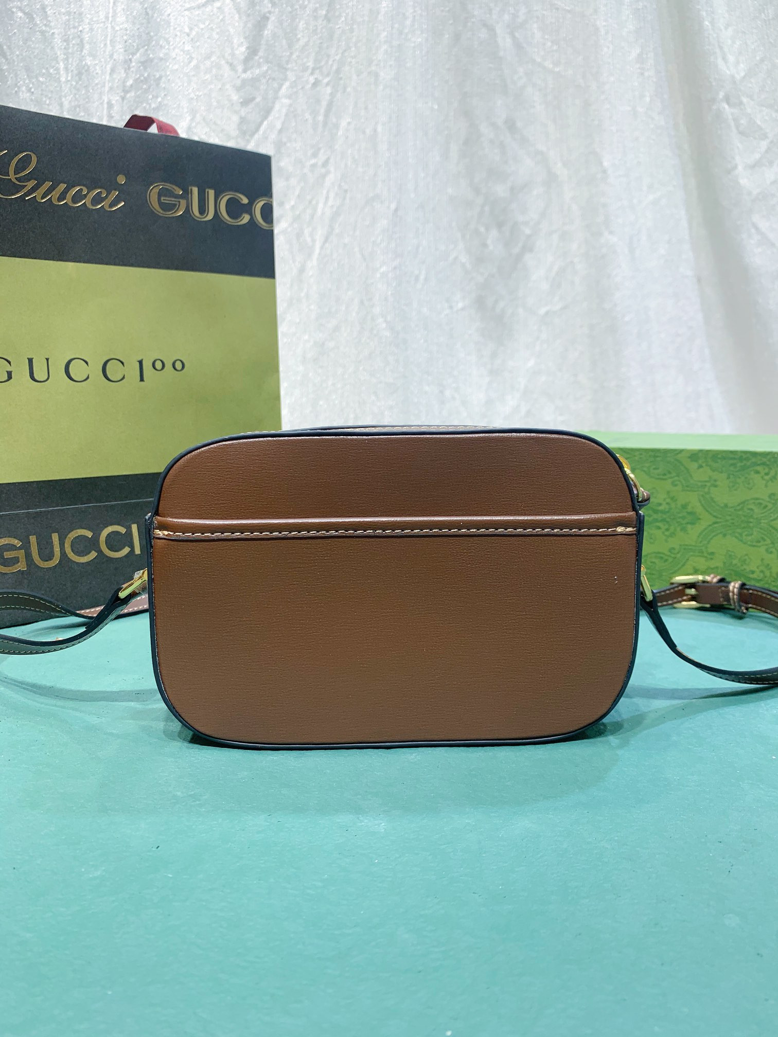 Gvc*1 HORSEBIT 1955 SMALL SHOULDER BAG BROWN 7.9"W x 5.1"H x 2.4"D