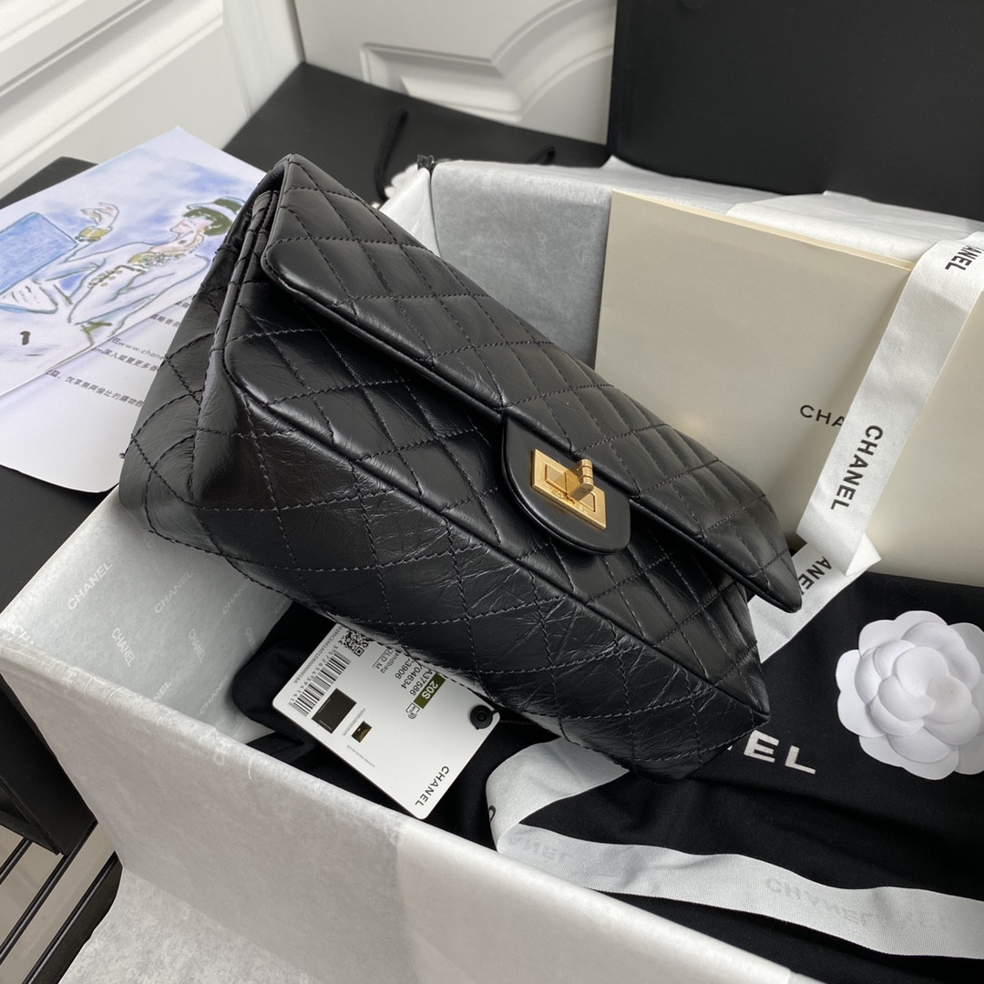 Ch**el 2.55 HANDBAG Black 6.2 × 9.4 × 2.9 in