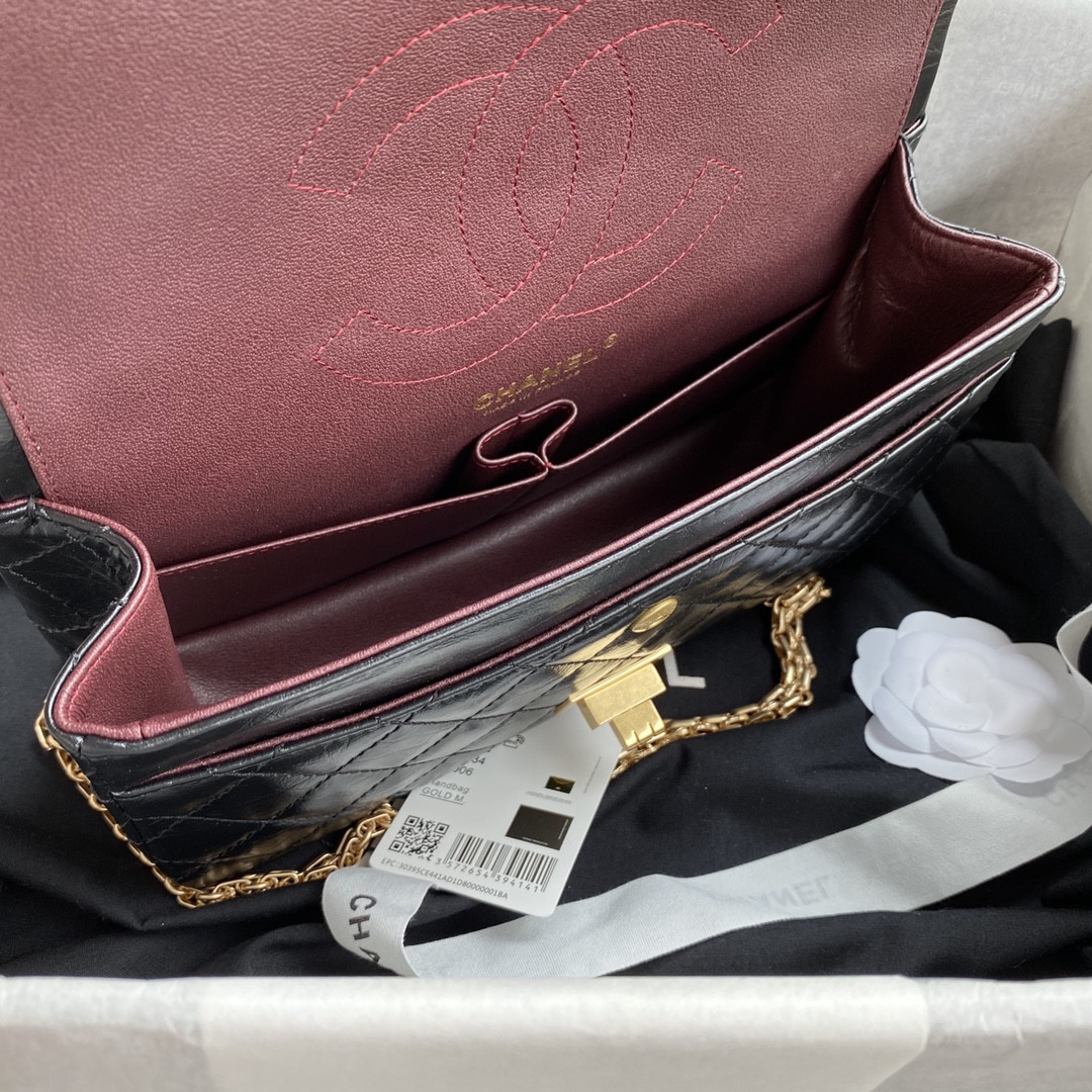 Ch**el 2.55 HANDBAG Black 6.2 × 9.4 × 2.9 in