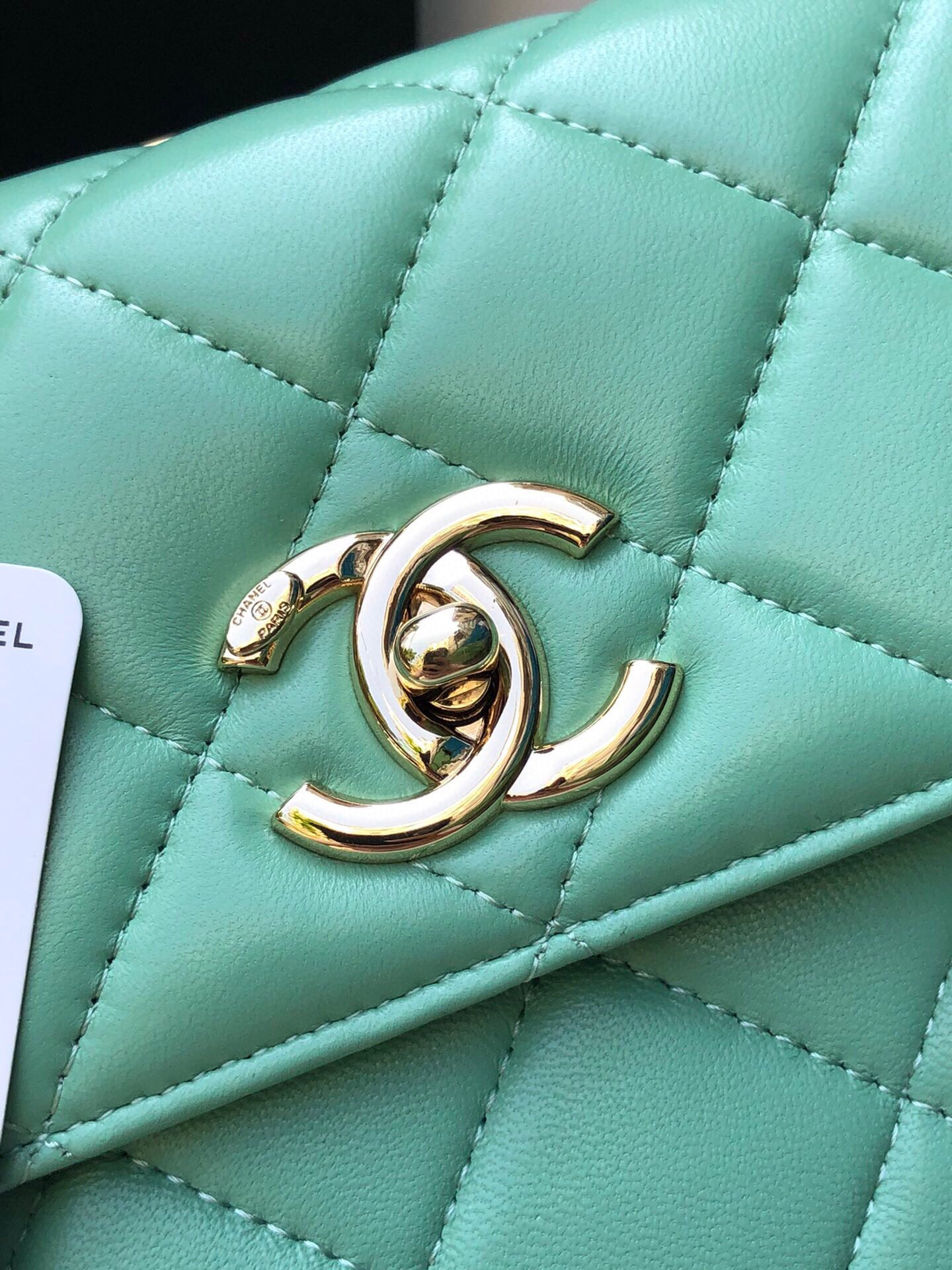 Ch**el FLAP BAG WITH TOP HANDLE 6.6 × 9.8 × 4.7 in