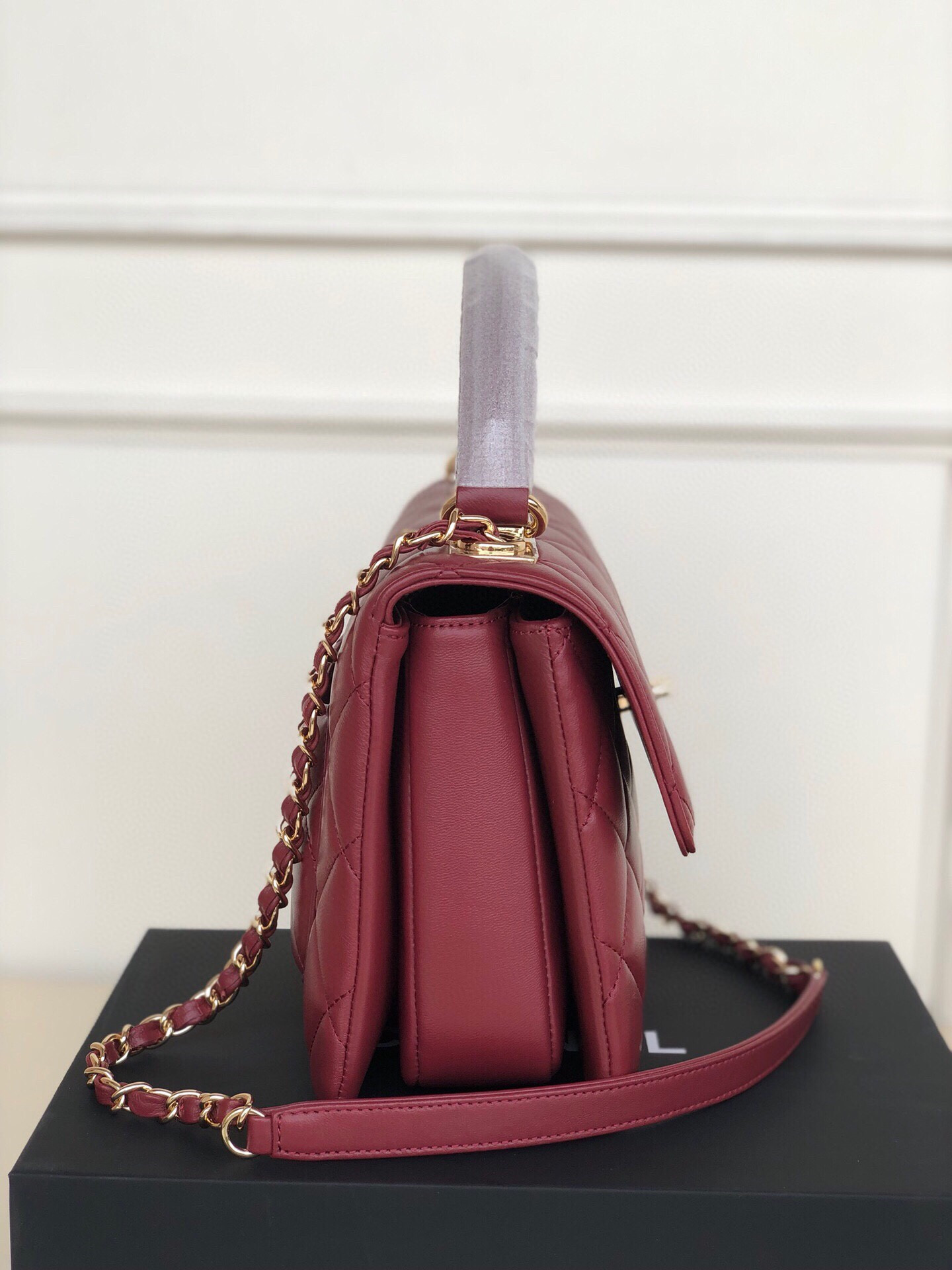 Ch**el FLAP BAG WITH TOP HANDLE 6.6 × 9.8 × 4.7 in