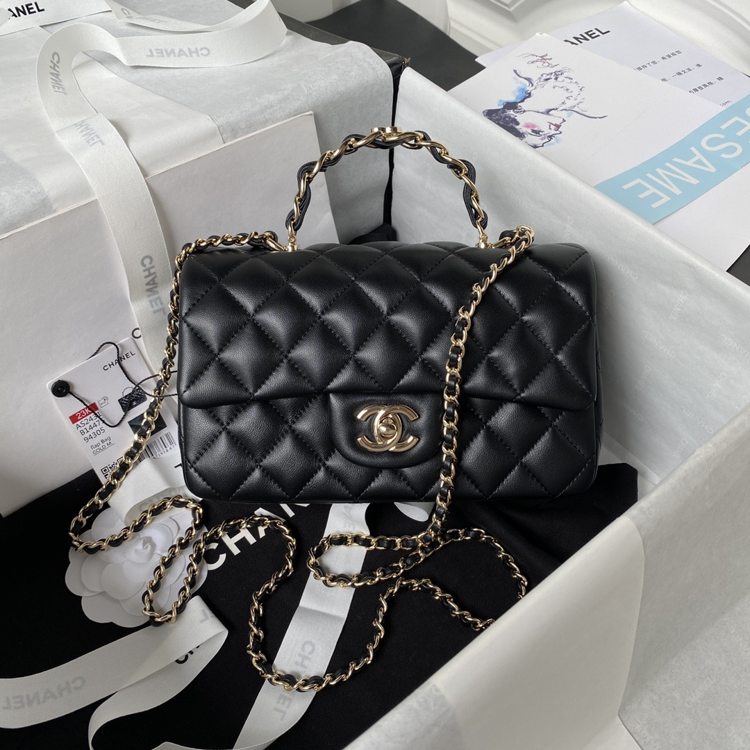 Ch**el Mini Classic Handbag With Top Handle 12 × 20 × 6 cm