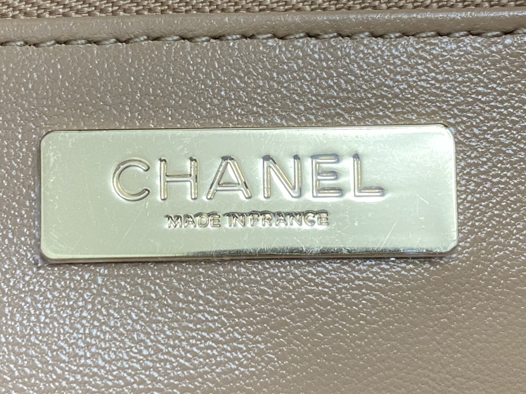 Ch**el SHOPPING BAG Shiny Lambskin & Gold-Tone Metal 11.7 × 11.3 × 3.5 in