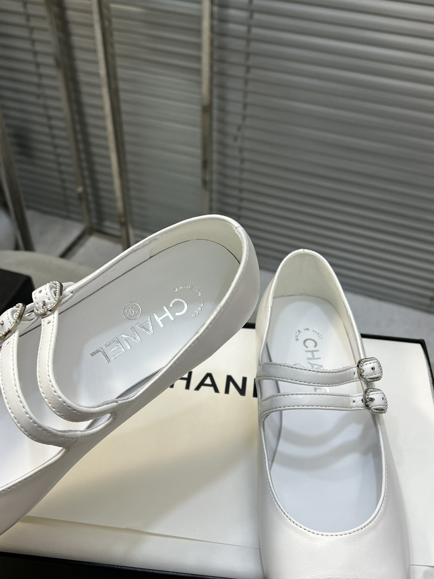 UA Ch**el MARY JANES  Lambskin & Grosgrain