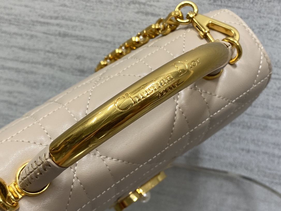 D10r Small Ange Bag Pink Latte Macrocannage Calfskin 20 x 12 x 5 cm