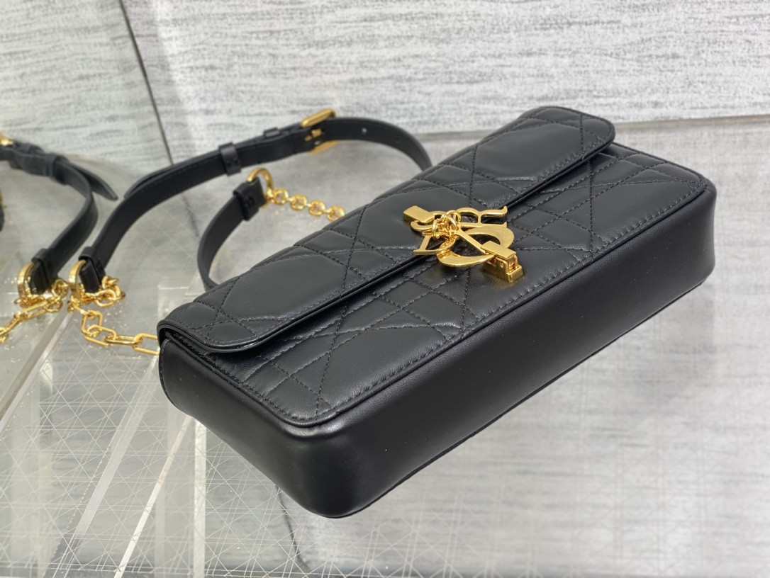D10r Mini D10r Ange Bag Black Macrocannage Calfskin 20 x 12 x 5 cm