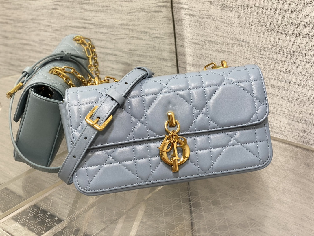 D10r Mini D10r Ange Bag Blue Macrocannage Calfskin 20 x 12 x 5 cm