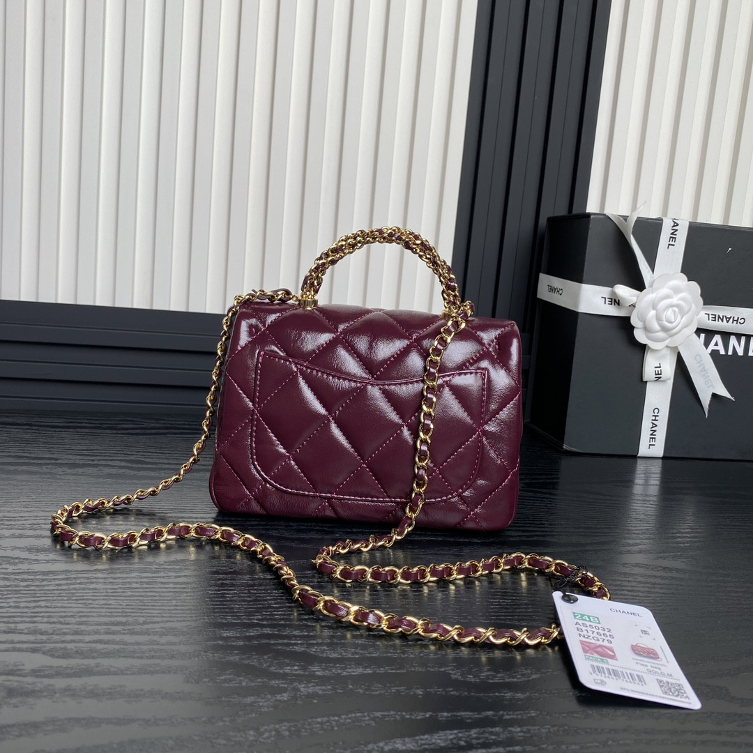 Ch**el MINI FLAP BAG WITH TOP HANDLE 14×19×8.5cm