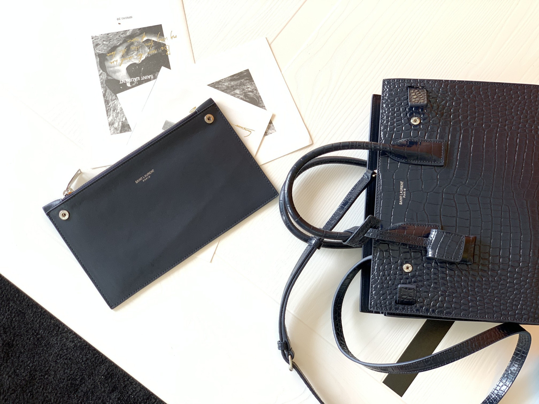 Y51 SAC DE JOUR IN EMBOSSED CROCODILE LEATHER - baby 26x13.5x12.5cm