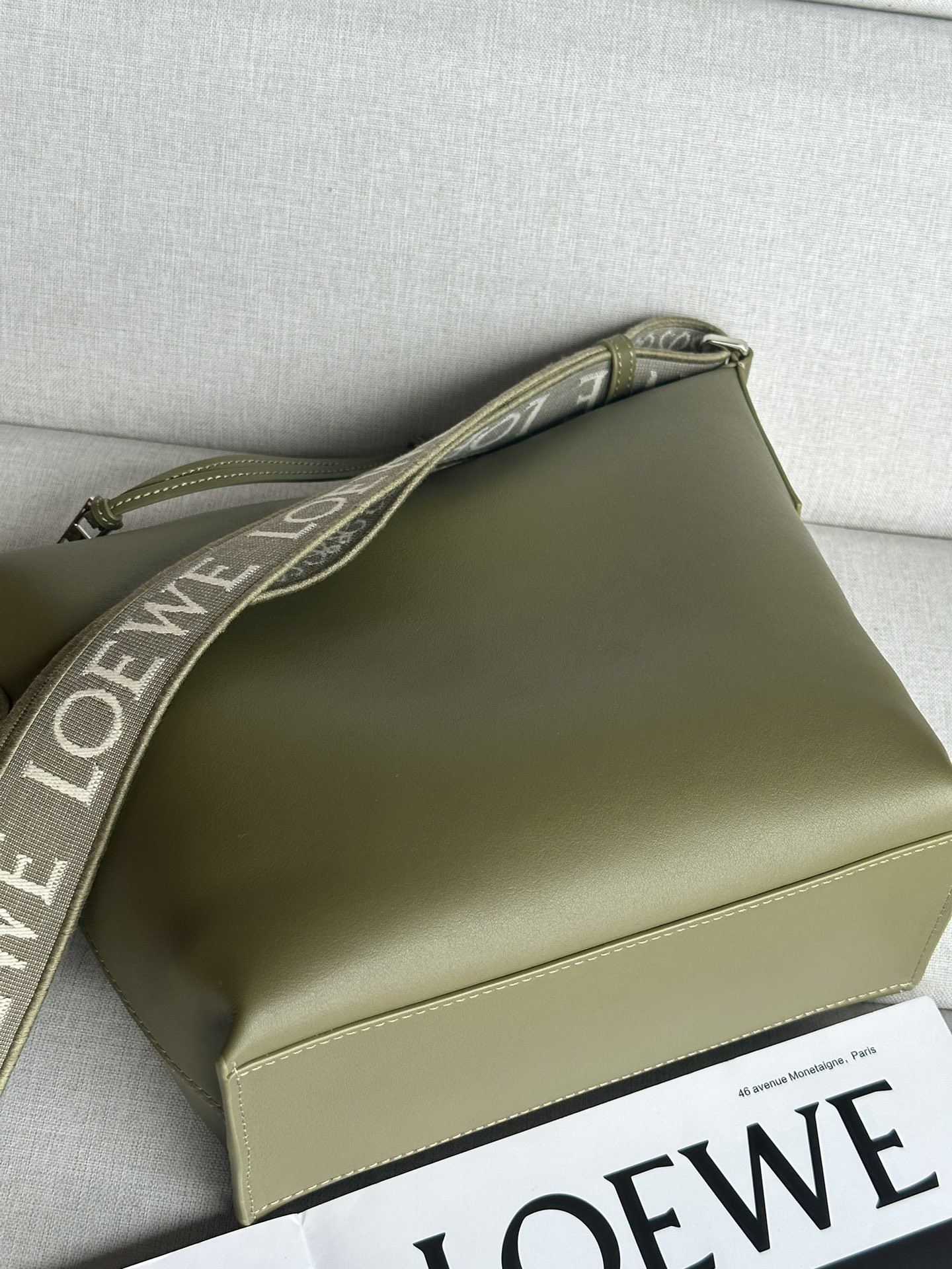L0ew* Small Cubi crossbody bag in S*pple smooth calfskin and jacquard 29.5x10.5x22cm