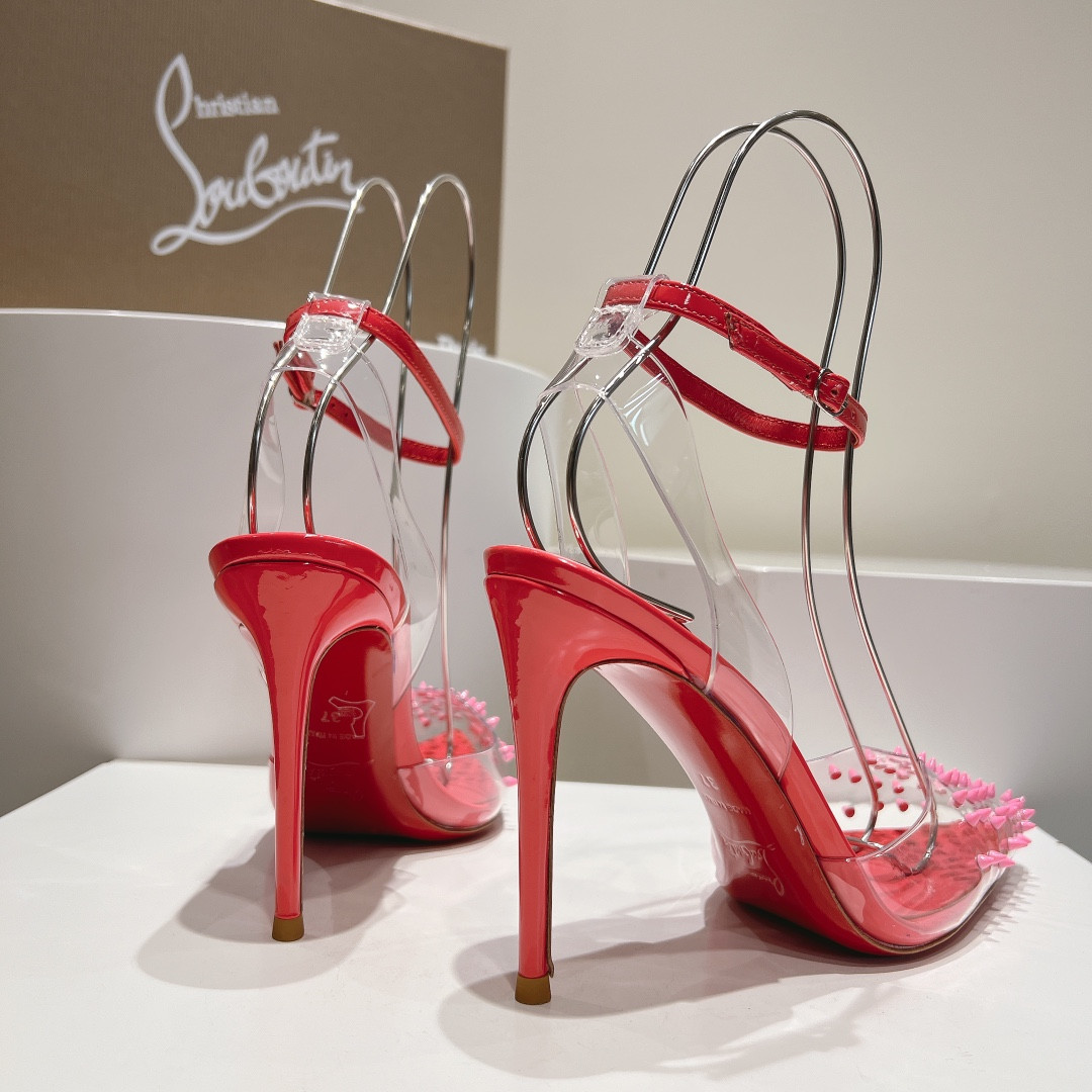 UA Chr1st1an Louboutin CL pointed toe high-heeled transparent studded sandals