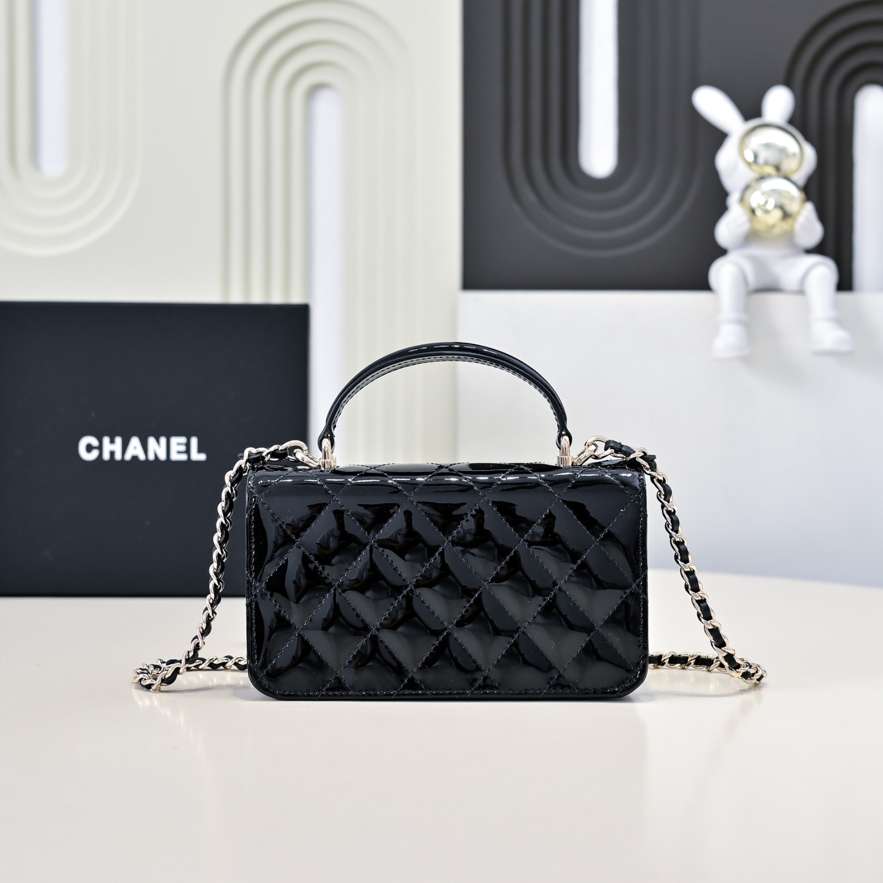 Ch**el Mini Classic Handbag With Top Handle 20x12x6cm