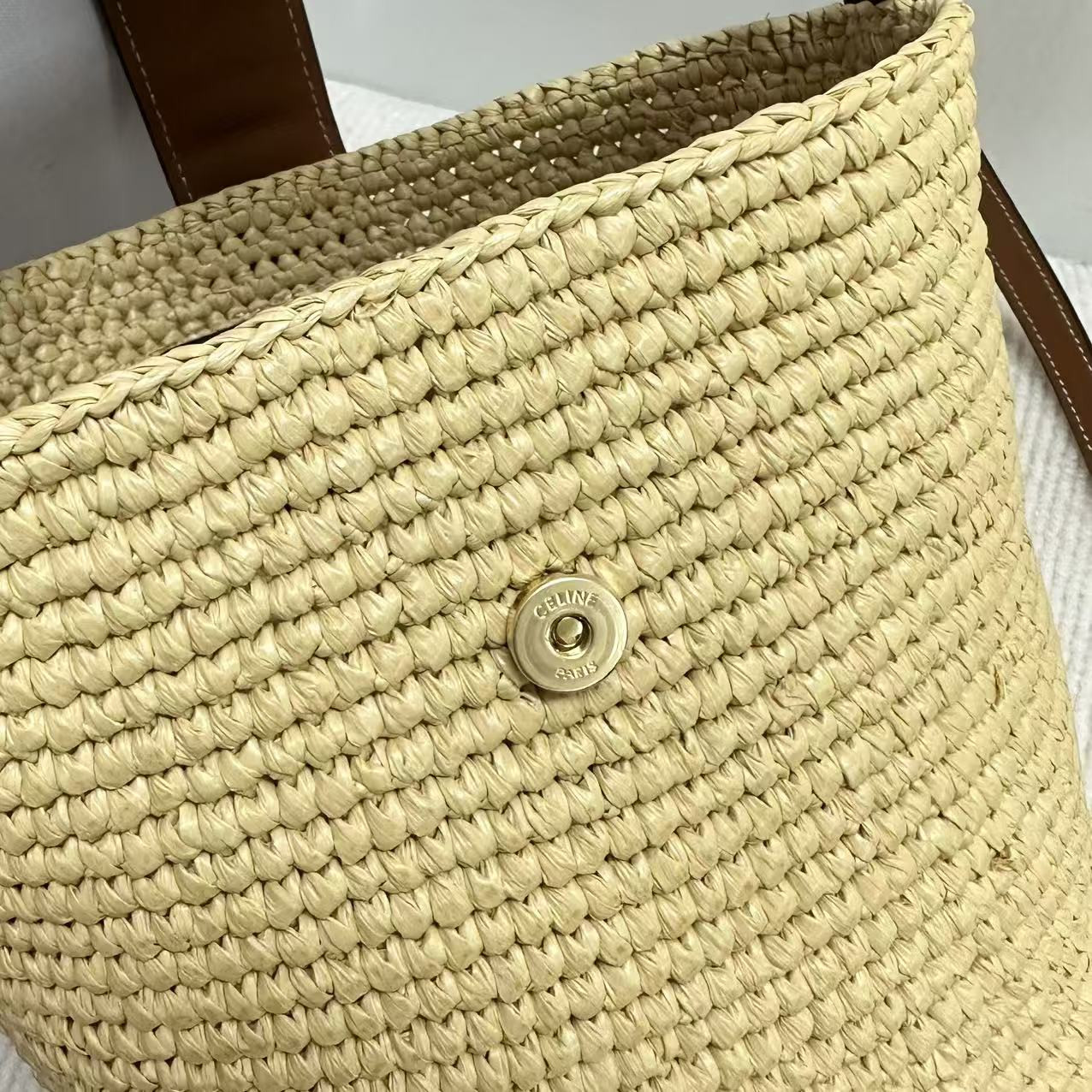 Ce1i*e MINI BUCKET L0visE IN RAFFIA 13.5x16x10cm