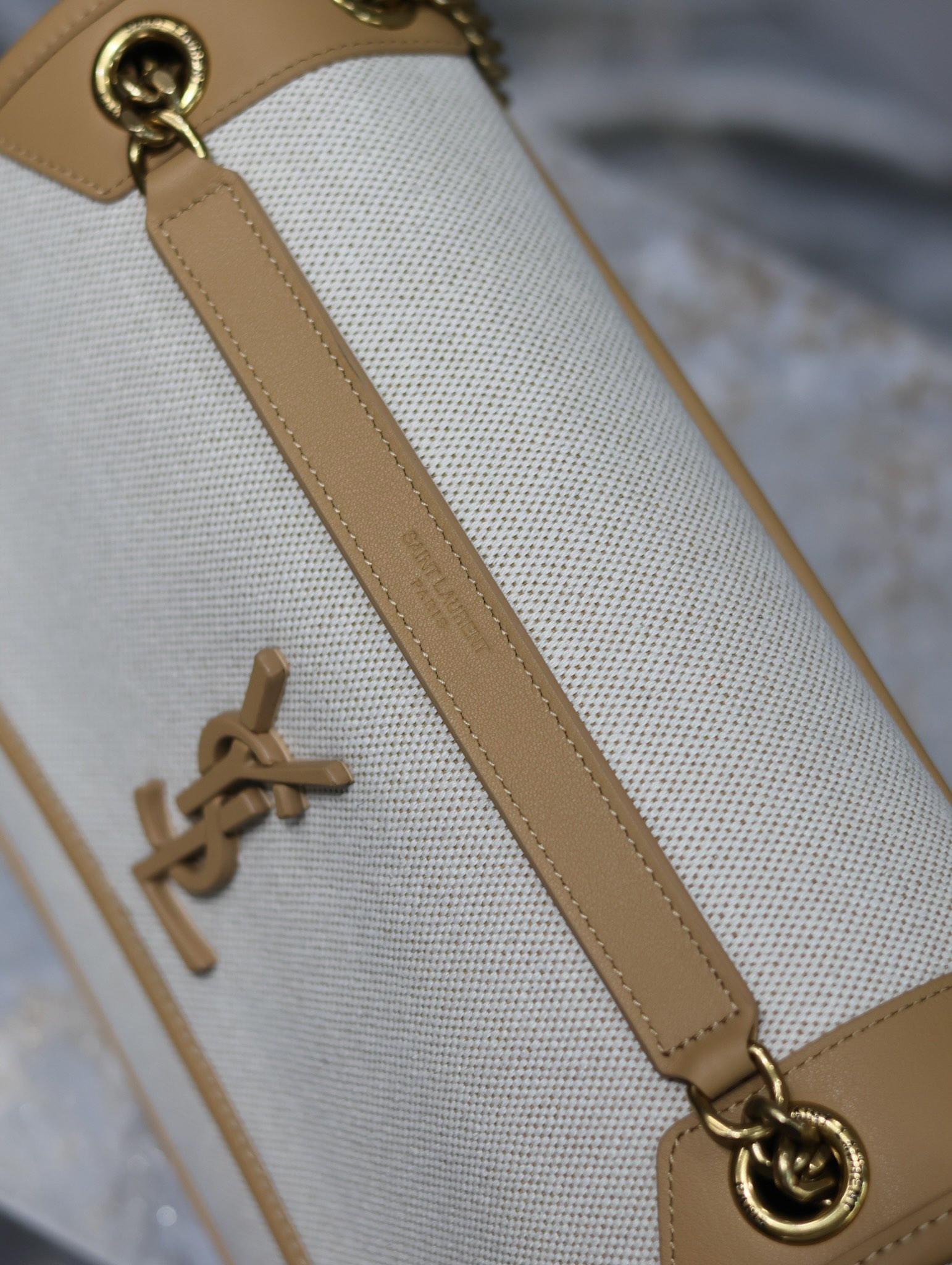 Y51 NIKI MEDIUM IN Calfskin Cotton and Linen 28x20x8.5cm