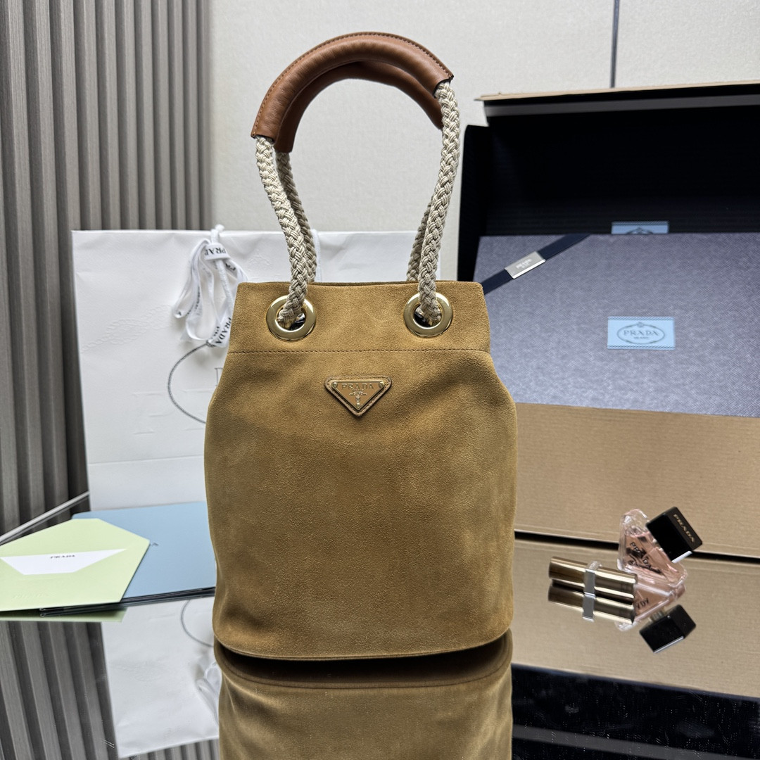 Pra*a Mariner Small Suede Bucket Bag 28x23.5x16.5cm