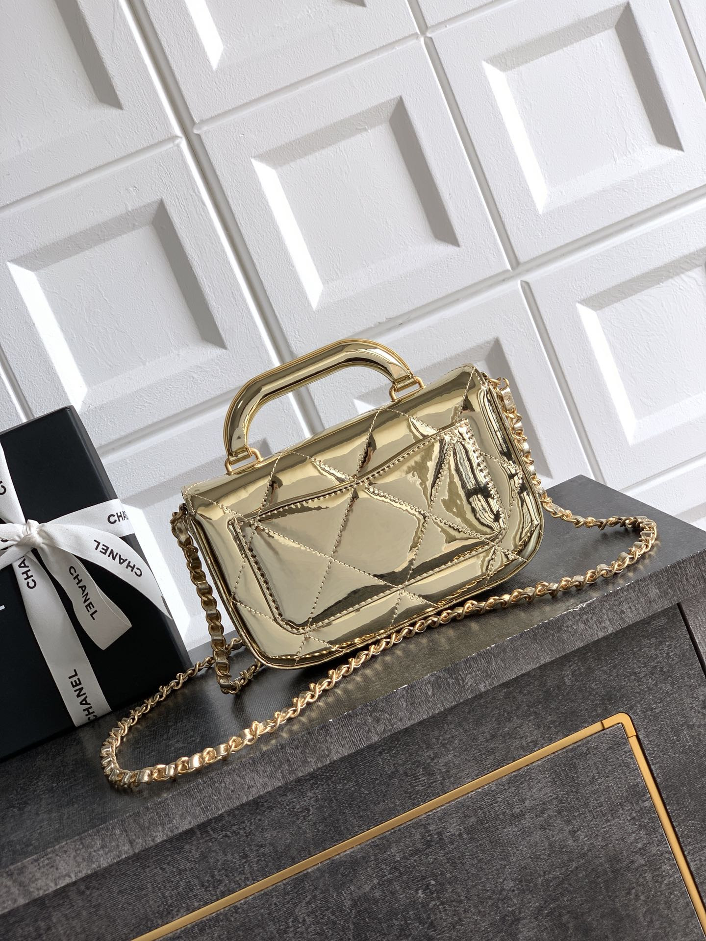 Ch**el Mini Flap Bag with Top Handle 13x18.5x4.5cm
